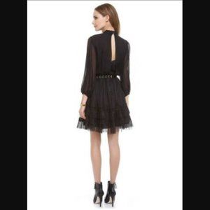 Authentic Alice & Olivia SUZE PUFF DRESS Tiered Lace Tulle Silk Dress $895.00